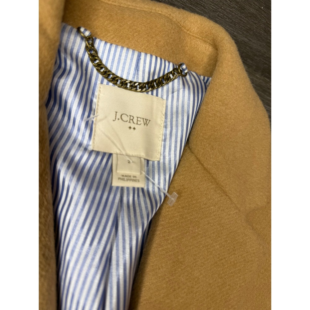 J.Crew Womens Camel Tan Wool Blend Notch Lapel 3-Button Topcoat Jacket Size 2 - Picture 4 of 12